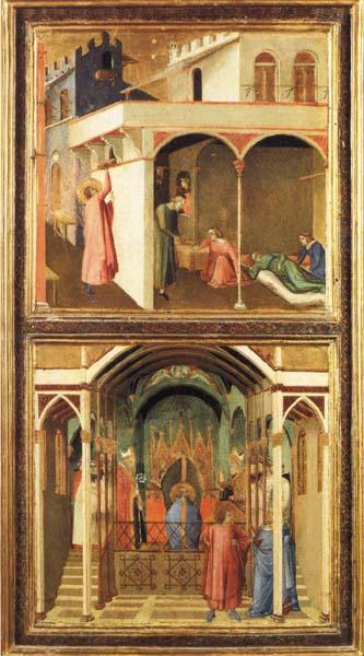 Ambrogio Lorenzetti St.Nicholas Offers Three Girls Their Dowry and St.Nicholas Is Elected Bishop of Mira